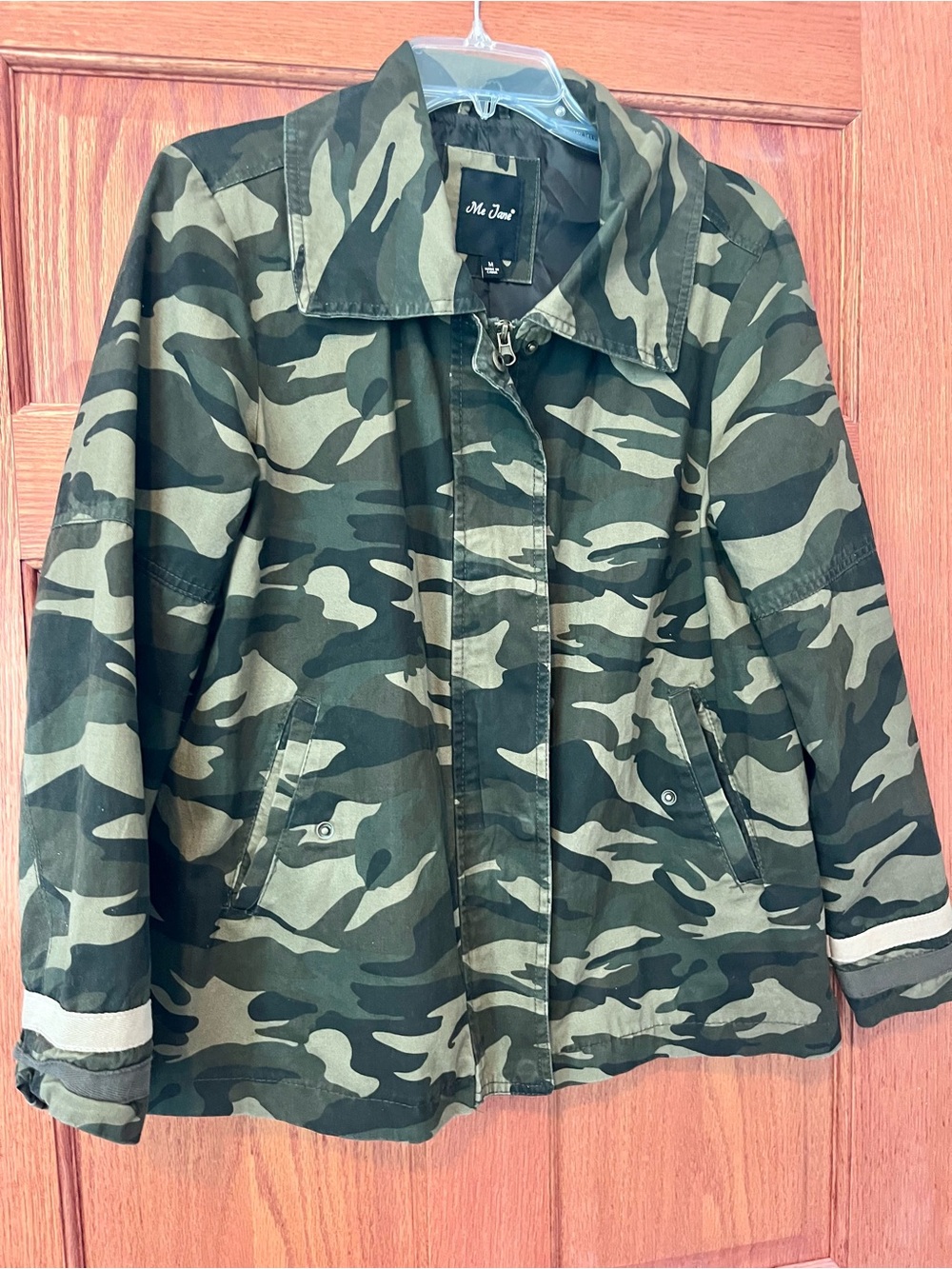 Me Jane Green Camo Jacket - Sequin Bird Embellishment